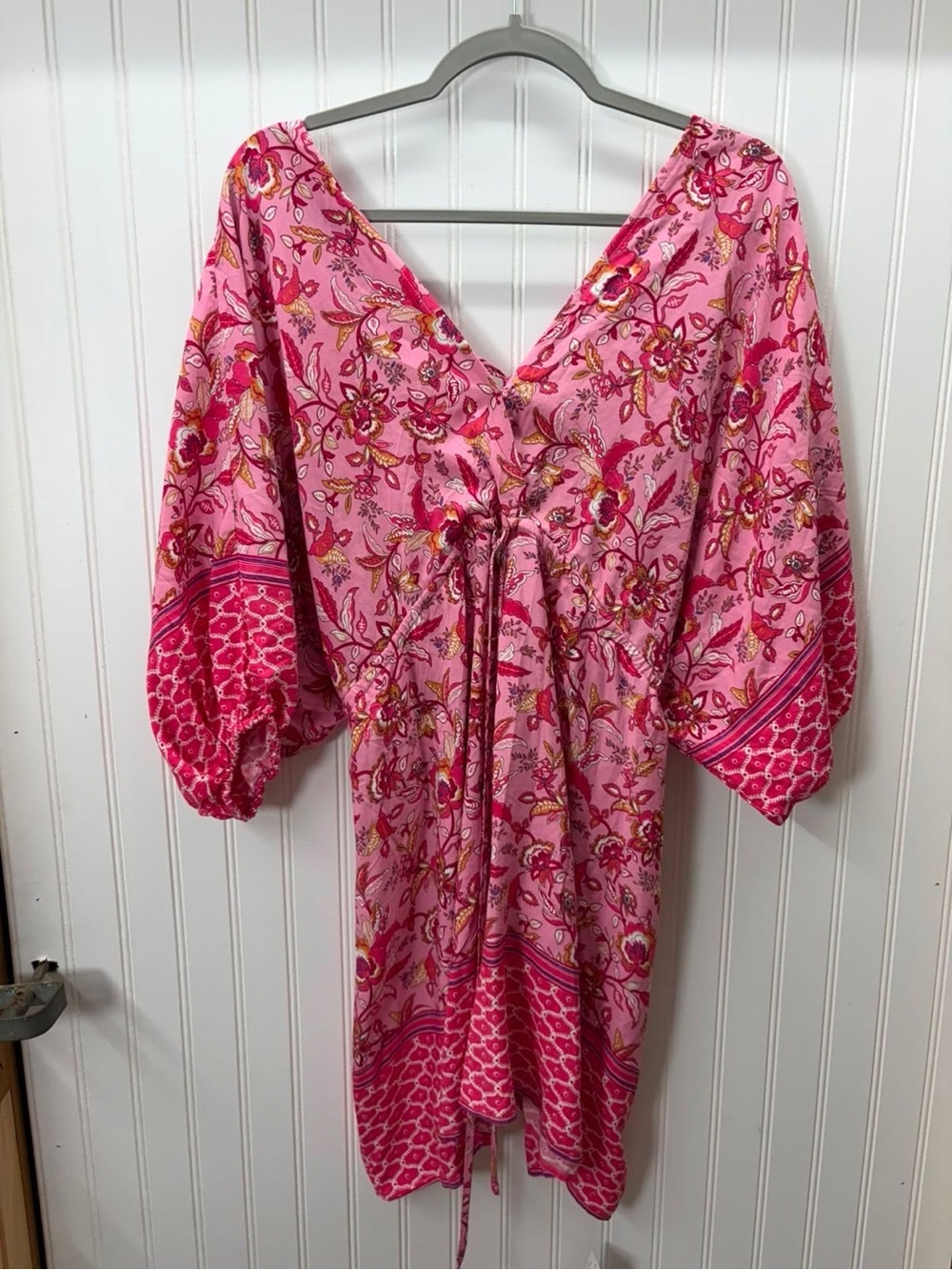Cupshe Pink Floral open back summer Beach Dress with Drawstring waist - Picture 2 of 12